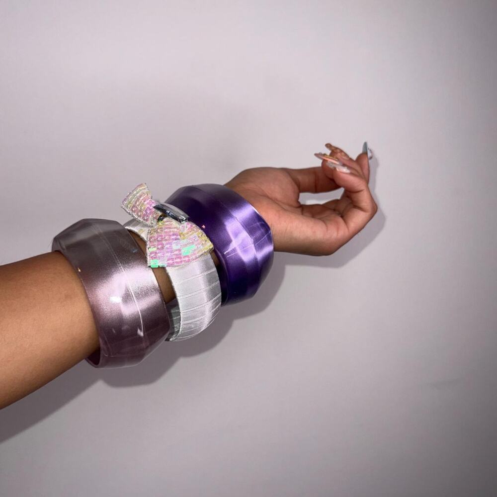 White and Purple Set of 3 Bangles